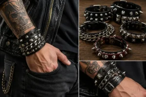 Bracciali punk: borchie, pelle e catene da abbinare