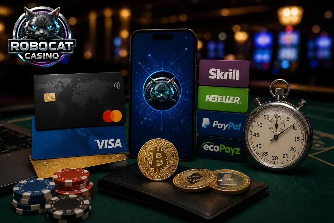 Metodi di pagamento su Robocat Casino: carte, e-wallet, crypto e tempi di transazione